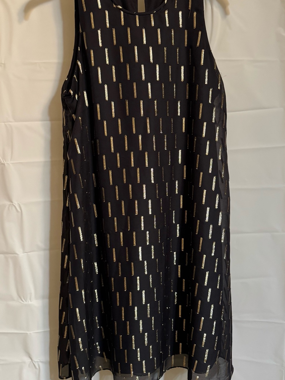 Calvin Klein Black A-Line Dress Skirt with Gold Shimmer